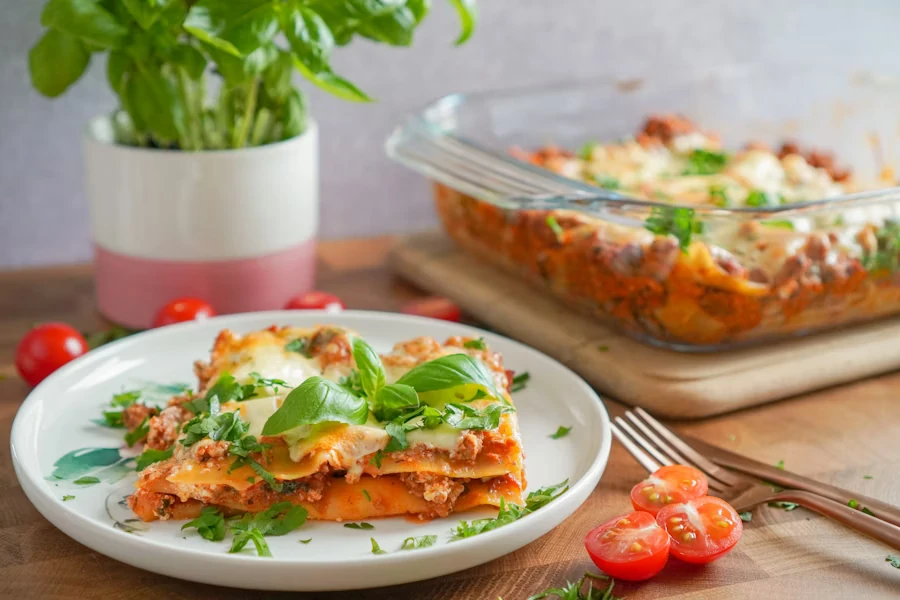 Lasagne al forno with tomato sauce
