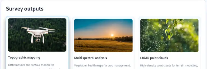 Preview of drone services demo page